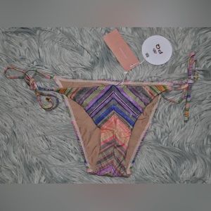 PQ Retrograde Tie Teeny Shiny Striped Bikini Bottom S NWT $80